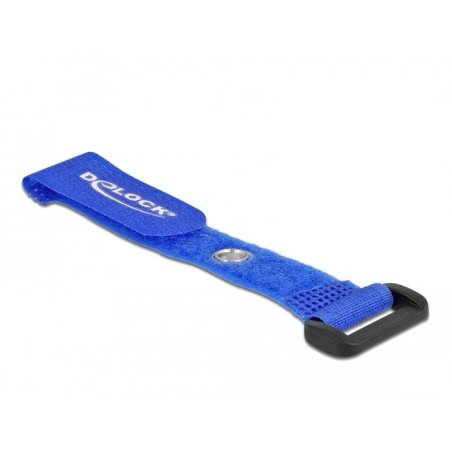 Delock Klett-Kabelbinder mit Schlaufe und Befestigungsöse L 150 x B 20 mm blau 5 Stück