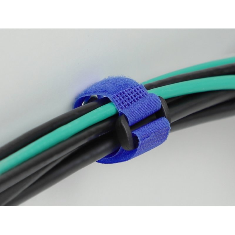 Delock Klett-Kabelbinder mit Schlaufe und Befestigungsöse L 150 x B 20 mm blau 5 Stück