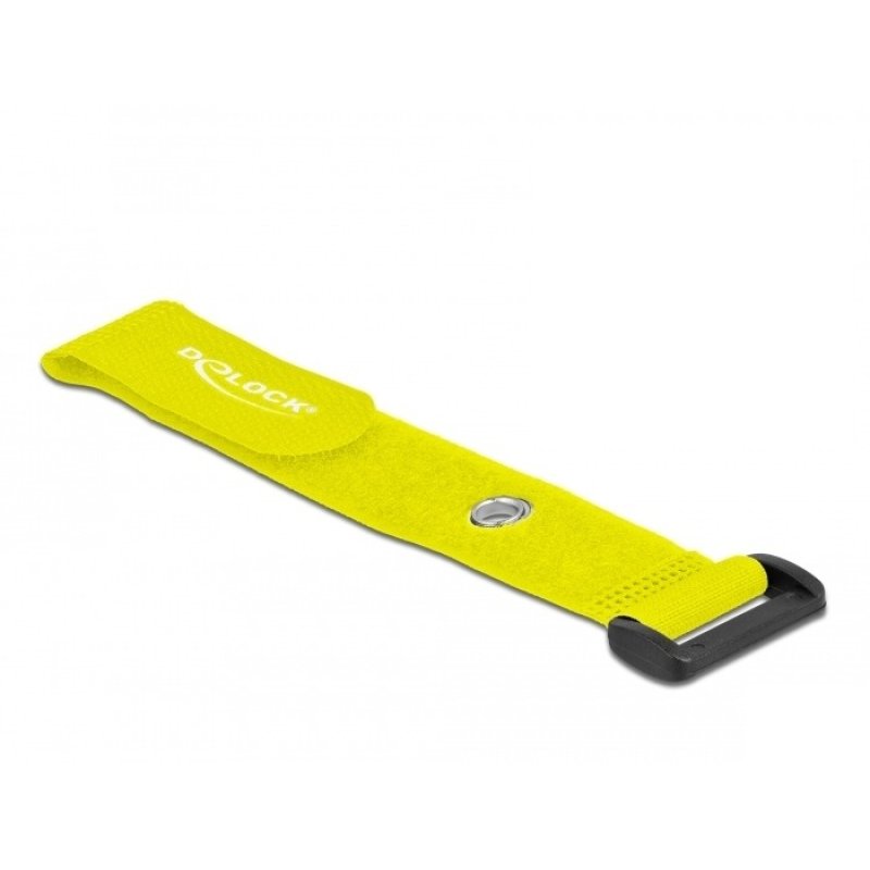 Delock Klett-Kabelbinder mit Schlaufe und Befestigungsöse L 190 x B 25 mm gelb 5 Stück