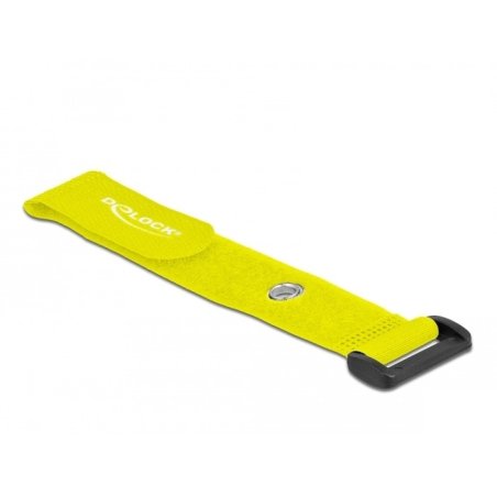 Delock Klett-Kabelbinder mit Schlaufe und Befestigungsöse L 190 x B 25 mm gelb 5 Stück