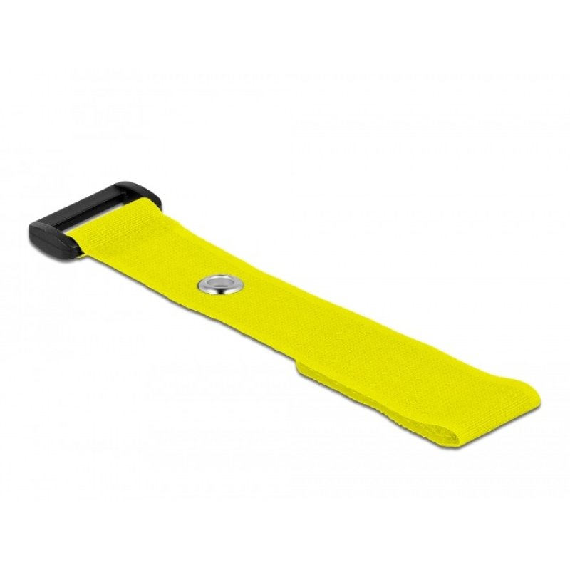 Delock Klett-Kabelbinder mit Schlaufe und Befestigungsöse L 190 x B 25 mm gelb 5 Stück