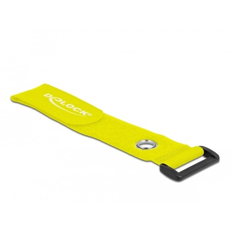 DeLOCK Hook-and-loop cable tie with Loop and Fastening Eyelet L 280 x W 38 mm yellow 3 pieces