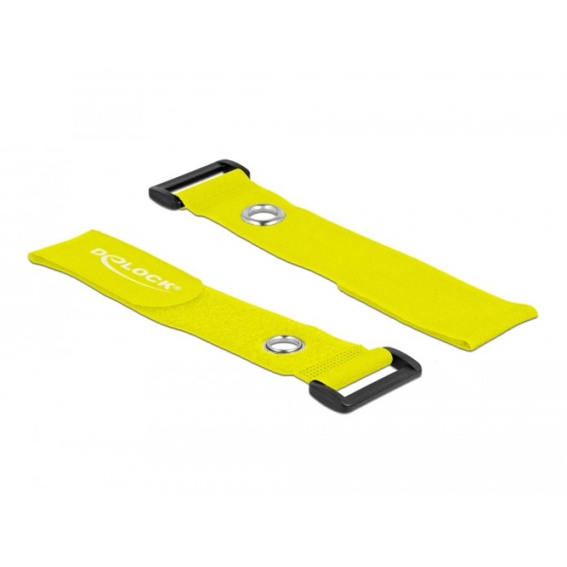 DeLOCK Hook-and-loop cable tie with Loop and Fastening Eyelet L 280 x W 38 mm yellow 3 pieces
