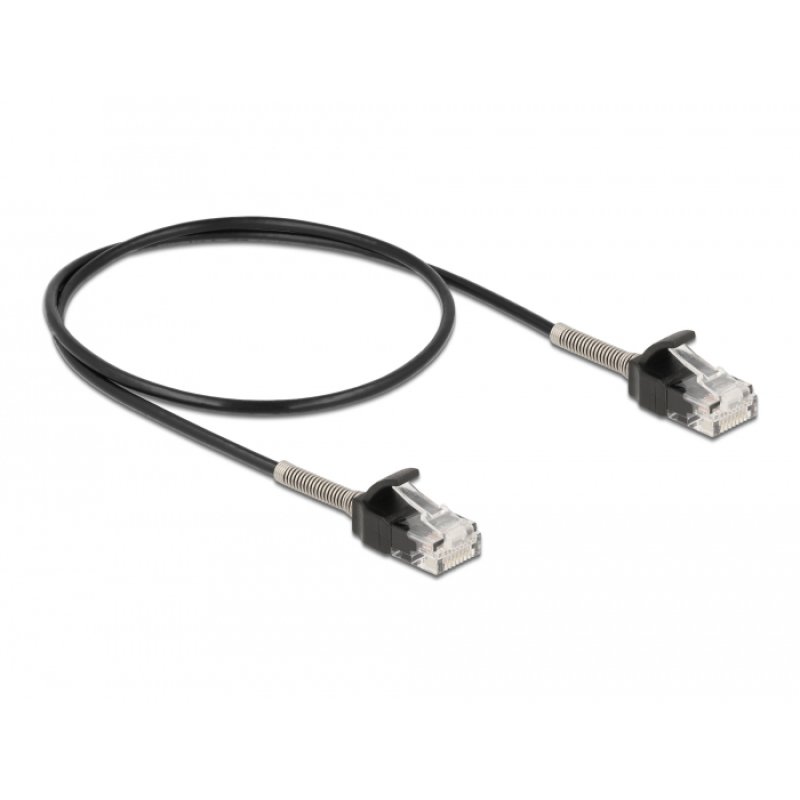 DeLOCK Cable RJ45 plug to RJ45 plug with bend protection Cat.6A 50 cm black