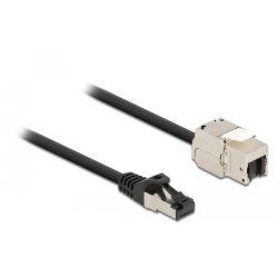 Delock Kabel RJ45 Stecker zu Keystone Modul RJ45 Buchse Cat.6A 5 m schwarz