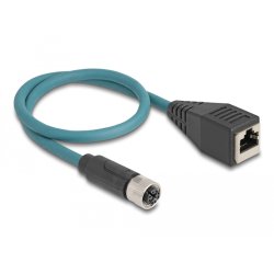 DeLOCK M12 Câble adaptateur X codé, 8 broches femelles à RJ45 femelle, 50 cm