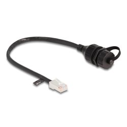 Delock Kabel RJ45 Stecker zu RJ45 Buchse zum Einbau mit Verschlusskappe Cat.5e FTP IP68 staub- und wasserdicht 25 cm