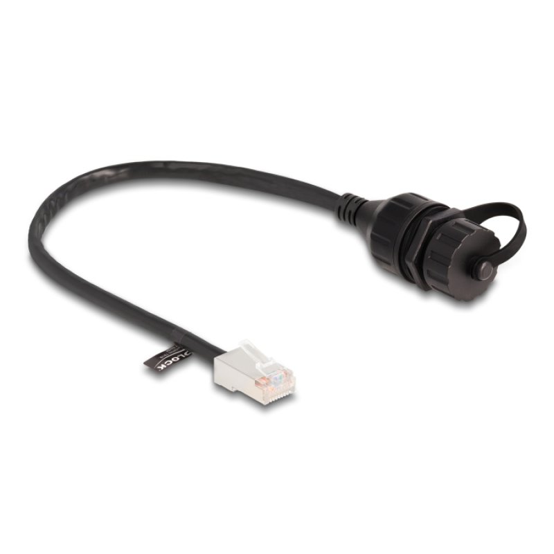 DeLOCK Câble RJ45 mâle à RJ45 femelle pour intégration avec un capuchon Cat.5e FTP IP68 étanche à l’eau et à