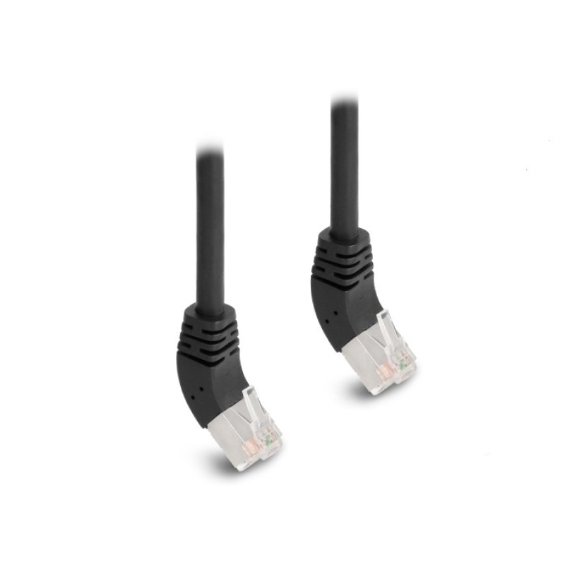 Delock RJ45 Netzwerkkabel Cat.6A S/FTP 45° nach oben gewinkelt 3 m schwarz