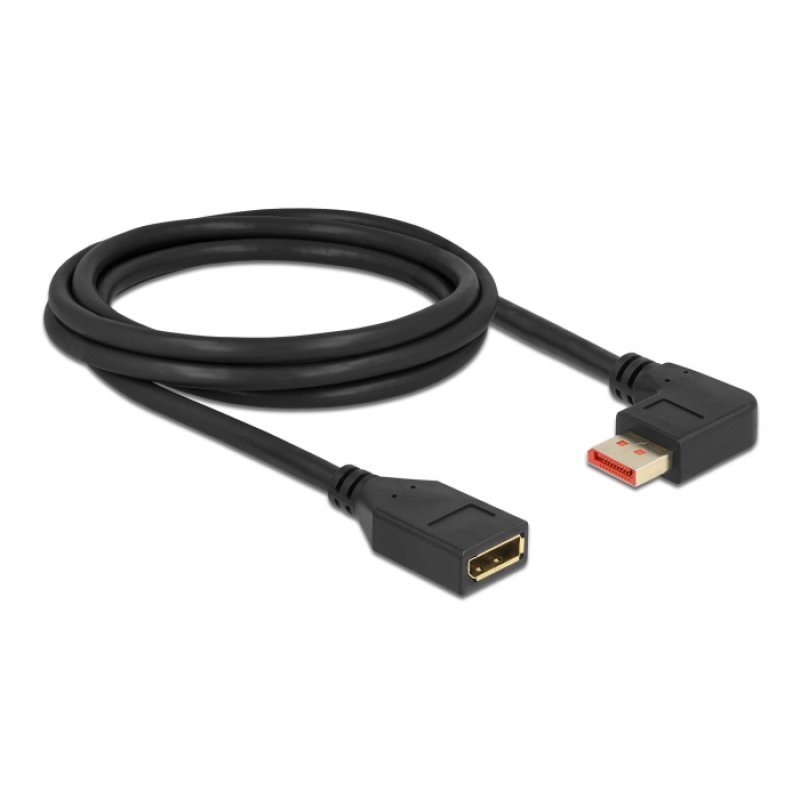 Delock DisplayPort Verlängerungskabel Stecker 90° links gewinkelt zu Buchse 8K 60 Hz 2 m