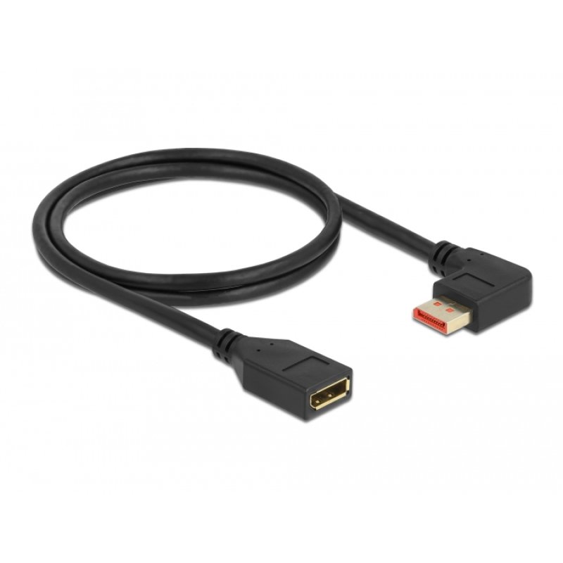 DeLOCK DisplayPort extension cable male 90° left angled to female 8K 60 Hz 1 m