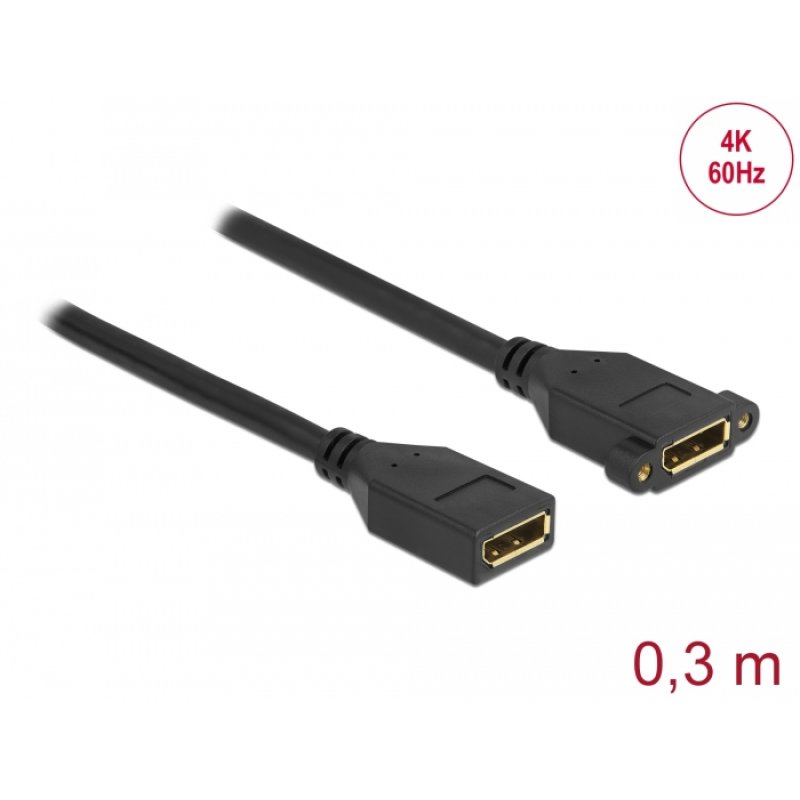 Delock DisplayPort 1.2 Kabel Buchse zu Buchse zum Einbau 4K 60 Hz 30 cm