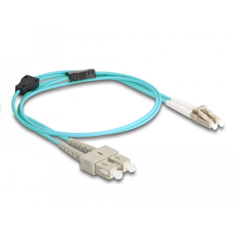 DeLOCK Câble de fibre optique avec blindage métallique LC Duplex à SC Duplex Multimode OM3, 1 m