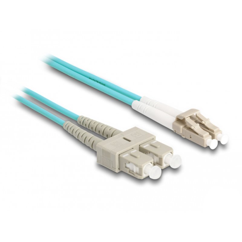 DeLOCK Fiber Optical Cable with metal armouring LC Duplex to SC Duplex Multi-mode OM3 1 m