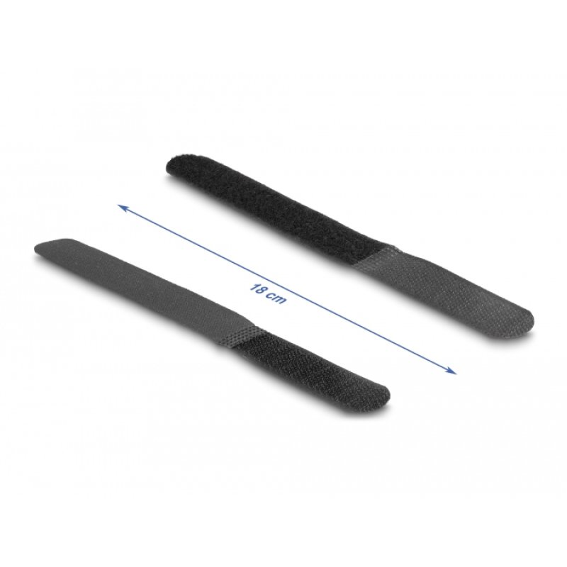 Delock Klettkabelbinder L 180 x B 20 mm schwarz 10 Stück
