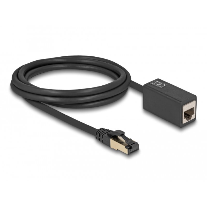 Delock Netzwerk Verlängerungskabel RJ45 Stecker zu RJ45 Buchse Cat.8.1 S/FTP 2 m schwarz