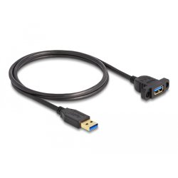 DeLOCK SuperSpeed USB 5 Gbps (USB 3.2 Gen 1) Cable USB Type-A male to female 1 m panel-mount black