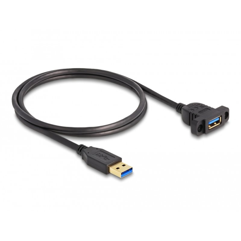 Delock SuperSpeed USB 5 Gbps (USB 3.2 Gen 1) Kabel USB Typ-A Stecker zu Buchse 1 m zum Einbau schwarz