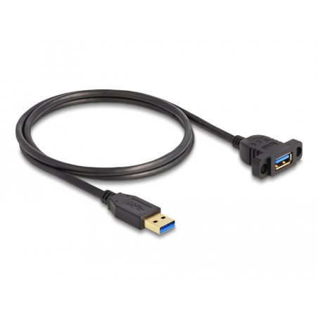 Delock SuperSpeed USB 5 Gbps (USB 3.2 Gen 1) Kabel USB Typ-A Stecker zu Buchse 1 m zum Einbau schwarz
