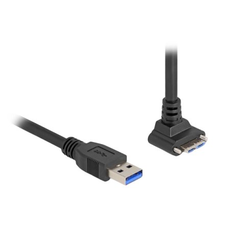 DeLOCK Câble USB 5 Gbps, USB Type-A mâle droit à USB Micro-B mâle avec vis, angulé 90° vers le haut, 1 m, noir