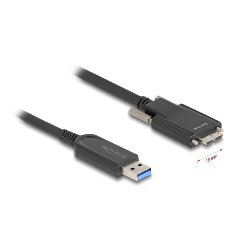 DeLOCK Câble optique actif USB 10 Gbps-A mâle USB 10 Gbps Type Micro-B mâle avec vis 10 m