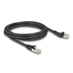 DeLOCK Câble de réseau RJ45, Cat.8.1 S/FTP mâle, angulé à 45° à gauche,, à mâle droit, jusqu’à 40 Gbps, 2