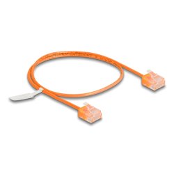 Delock RJ45 Netzwerkkabel Cat.6 UTP Ultra Slim 0,5 m orange mit kurzen Steckern