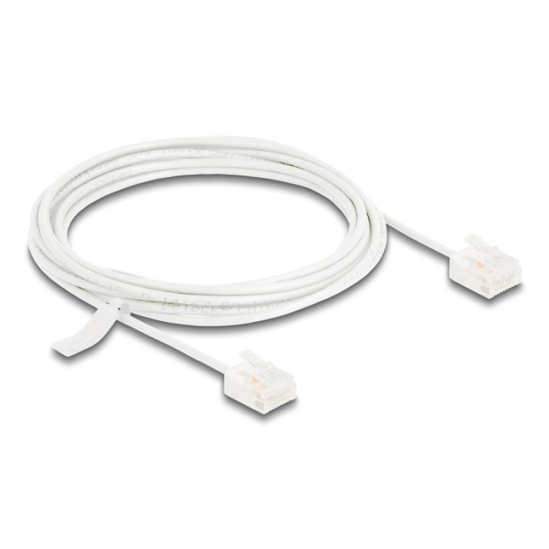 DeLOCK Câble de réseau RJ45 Cat.6 UTP Ultra Slim, 3 m, blanc, avec fiches courtes