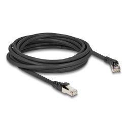 DeLOCK Câble de réseau RJ45, Cat.8.1 S/FTP mâle, angulé à 45° à droite, à mâle droit, jusqu’à 40 Gbps, 5 m,
