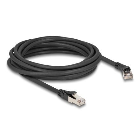 Delock RJ45 Netzwerkkabel Cat.8.1 S/FTP Stecker 45° nach rechts gewinkelt zu Stecker gerade bis 40 Gbps 5 m schwarz
