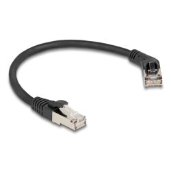 DeLOCK Câble de réseau RJ45, Cat.6A S/FTP mâle, angulé à 45° à droite à mâle droit, 0,25 m, noir