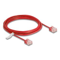 DeLOCK Câble de réseau RJ45 Cat.6 UTP Ultra Slim, 3 m, rouge, avec fiches courtes