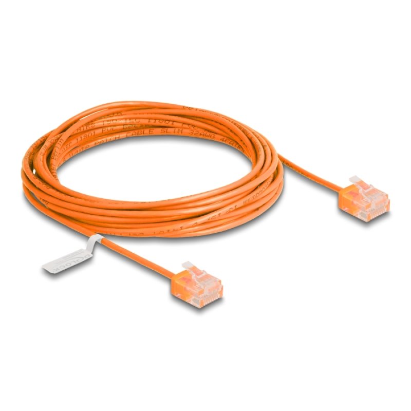 DeLOCK Câble de réseau RJ45 Cat.6 UTP Ultra Slim, 5 m, orange, avec fiches courtes