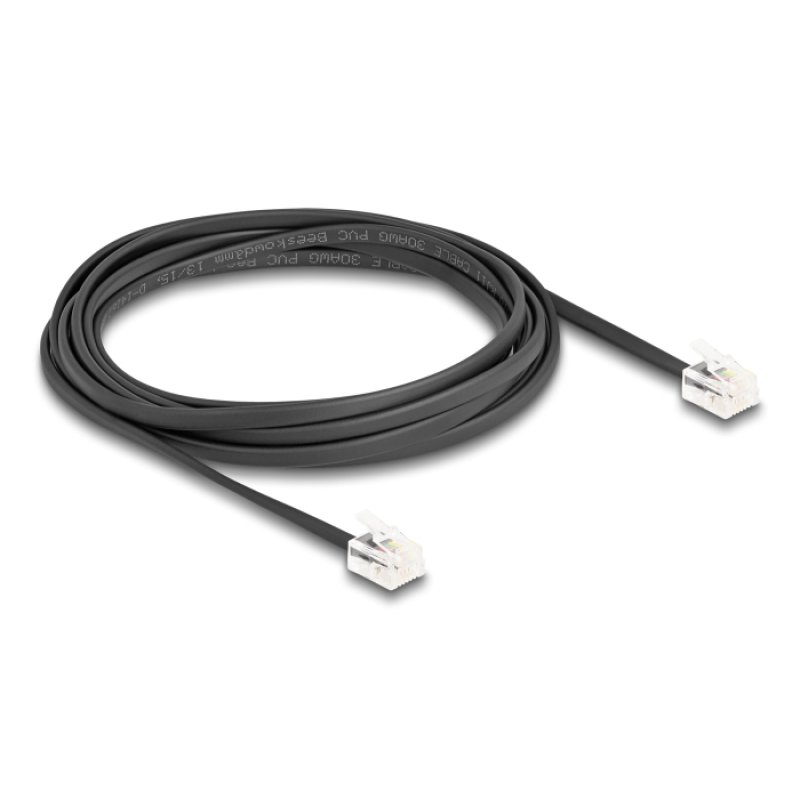 DeLOCK Câble de téléphone, RJ11 mâle à RJ11 mâle, noir, 3 m