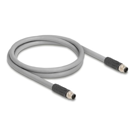 Delock M12 Kabel L-kodiert 5 Pin Stecker zu Stecker PUR schleppkettentauglich 3 m grau