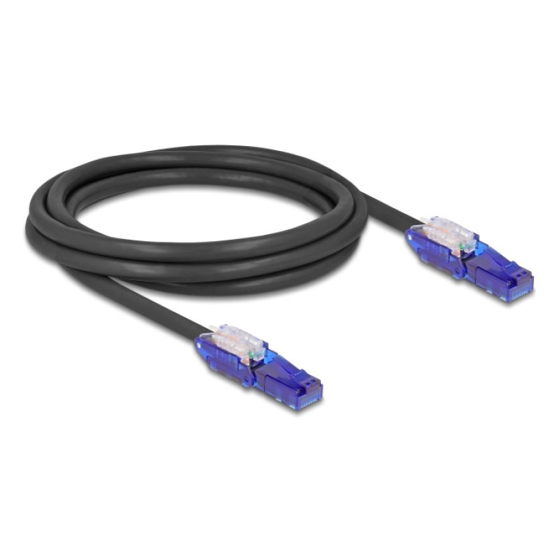 Delock RJ45 Netzwerkkabel Cat.6 UTP mit 180° winkelbaren Steckern schwarz 2 m