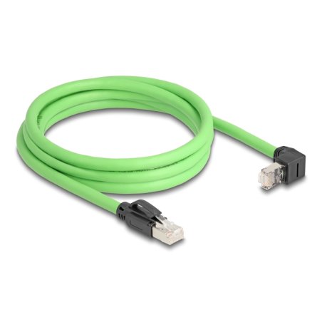 DeLOCK RJ45 Network Cable Cat.6A plug to plug upwards angled SF/UTP suitable for drag chains PUR (TPU) 2 m green