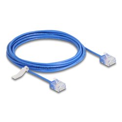 DeLOCK Câble de réseau RJ45 Cat.6 UTP Ultra Slim, 3 m, bleu, avec fiches courtes