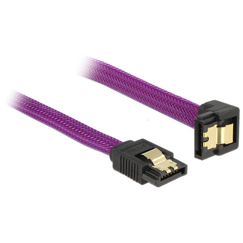 Delock SATA 6 Gb/s Kabel gerade auf unten gewinkelt 50 cm violett
