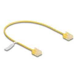 DeLOCK Câble de réseau RJ45 Cat.6 UTP Ultra Slim, 0,3 m, jaune, avec fiches courtes