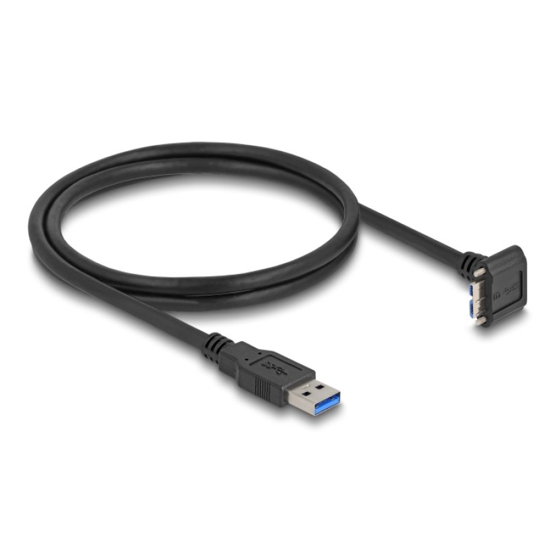 Delock USB 5 Gbps Kabel USB Typ-A Stecker gerade zu USB Micro-B Stecker 90° nach unten gewinkelt mit Schraubenabstand