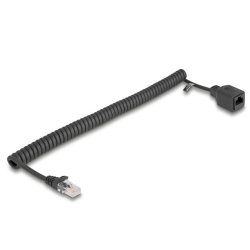 Delock RJ45 Spiralkabel Stecker zu Buchse Cat.5e UTP 1 m bis 3 m schwarz