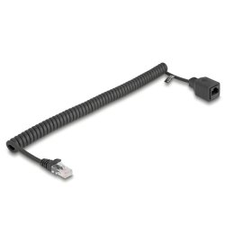 Delock RJ45 Spiralkabel Stecker zu Buchse Cat.5e UTP 0,5 m bis 1 m schwarz