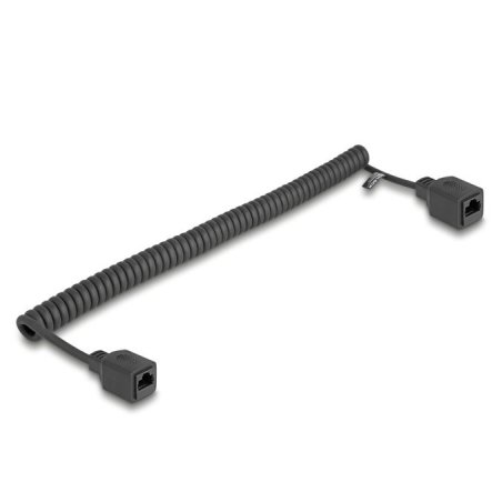 Delock RJ45 Spiralkabel Buchse zu Buchse Cat.5e UTP 1 m bis 3 m schwarz