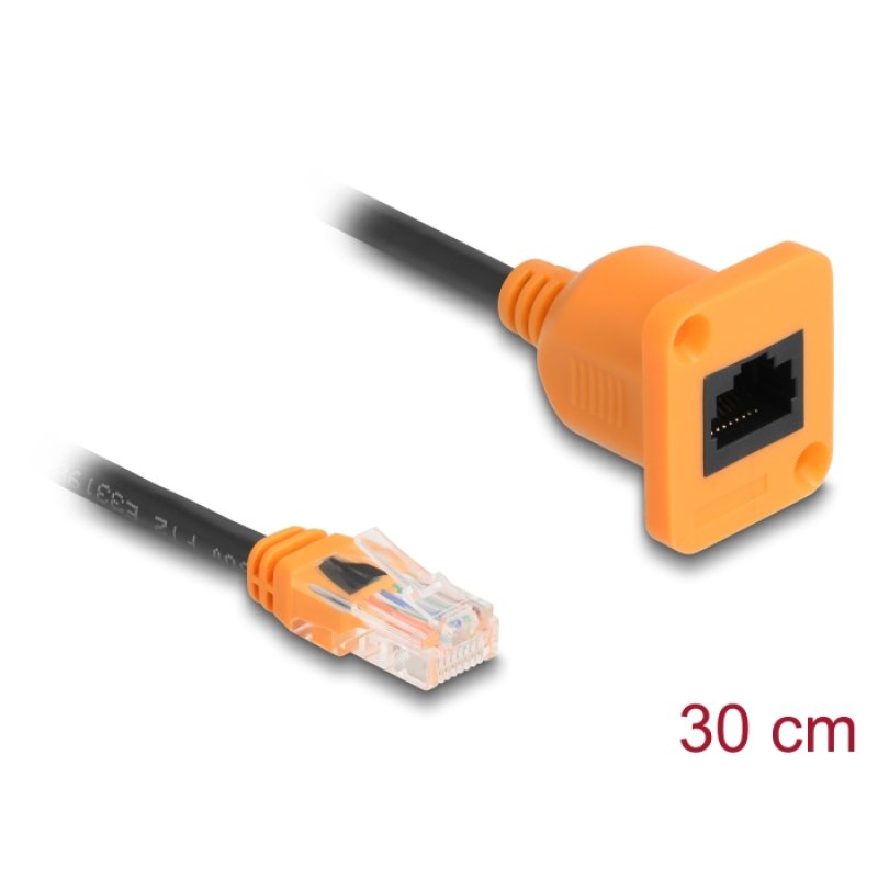 DeLOCK 90803 câble de réseau Noir, Orange 0,3 m Cat5e U/UTP (UTP)