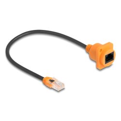 Delock D-Typ RJ45 Kabel Stecker zu Buchse Cat.5e UTP orange / schwarz 30 cm