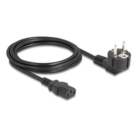 DeLOCK PC power cord earthed plug CEE 7/7 90° angled to C13 female, 2 m, 3 x 0.75 mm² black
