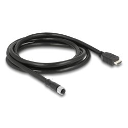 DeLOCK 81218 câble de capteur et d'actionneur 2 m M12 HDMI Noir