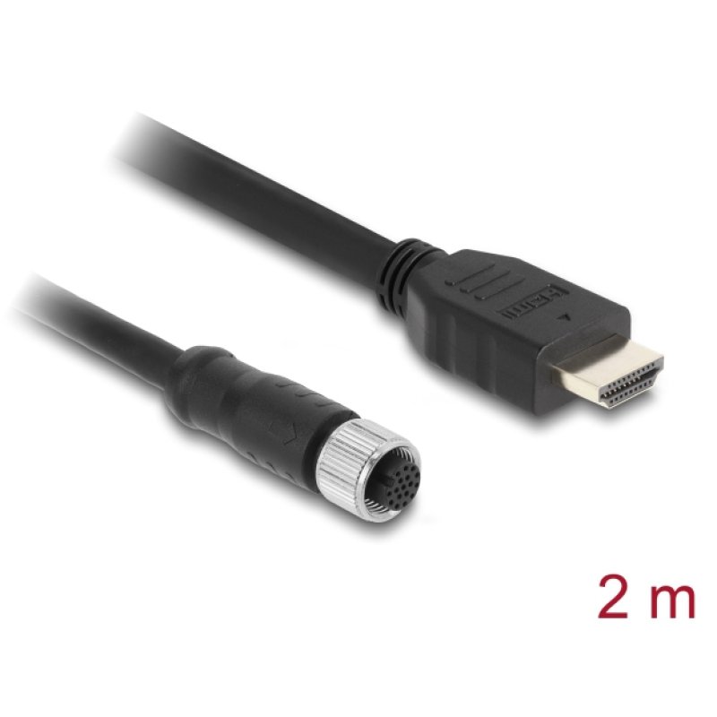 DeLOCK 81218 câble de capteur et d'actionneur 2 m M12 HDMI Noir