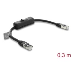 DeLOCK RJ45 Cable plug to plug with switch Cat.6 F/UTP 0.3 m - network switching black